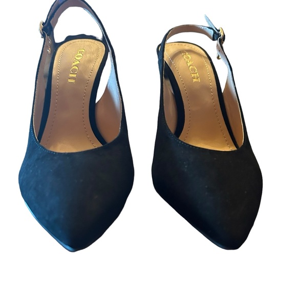 Coach Sutton Suede Slingback Pointed Toe Pumps Classic Timeless Minimalist NEW 8 - Picture 4 of 10